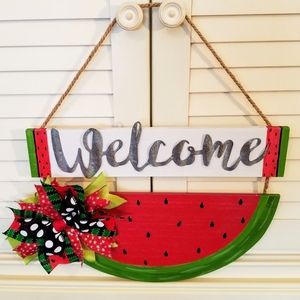 Watermelon welcome door hanger